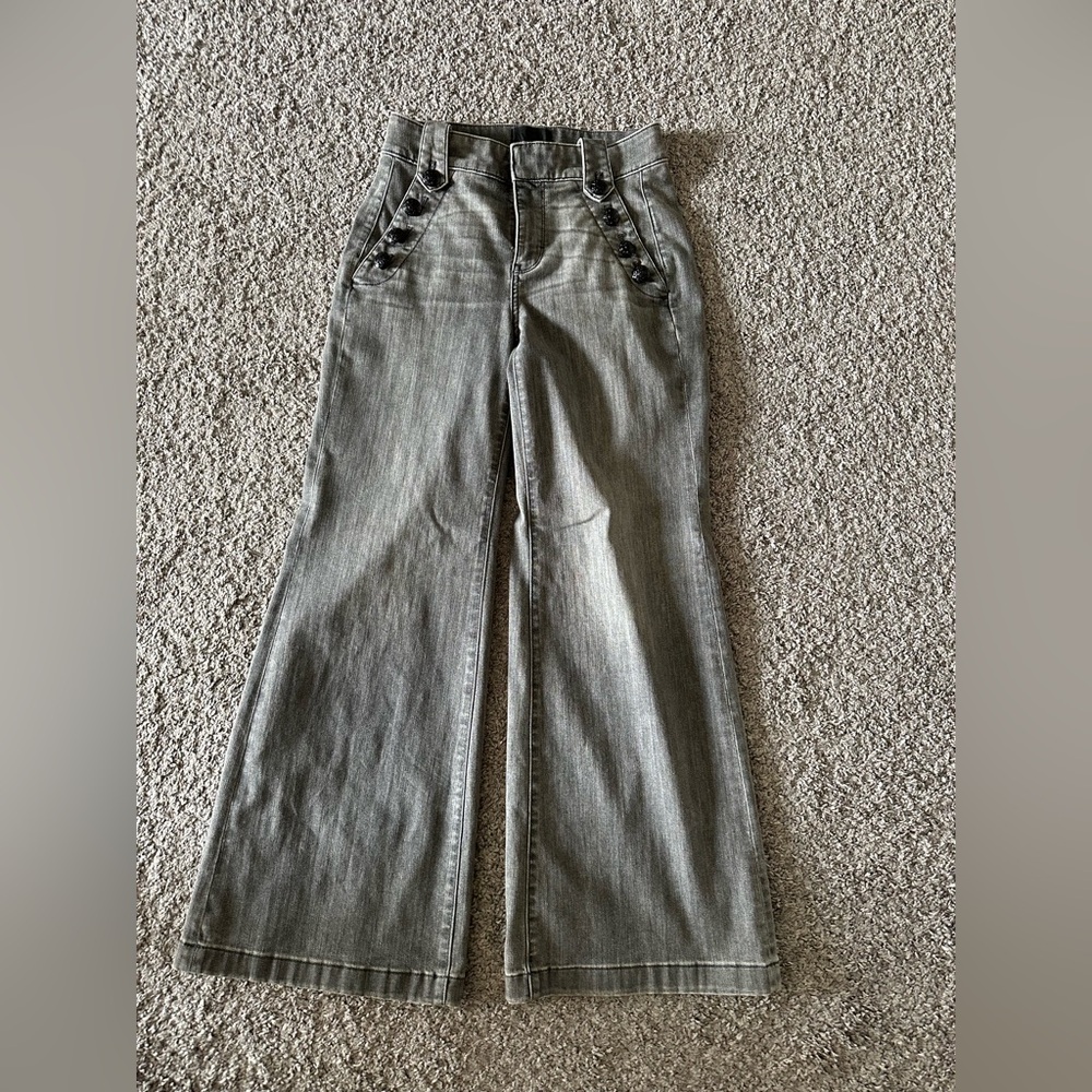 White House Black Market Charcoal Wide Leg Mariner Jeans 2 Short